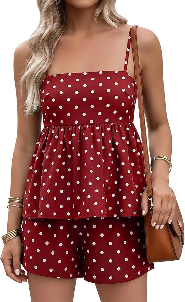 FOMELY Women's Polka Dot Set 2026 2 Piece Sets for Women Summer Sleeveless Short Sets with Pocket... | Amazon (US)