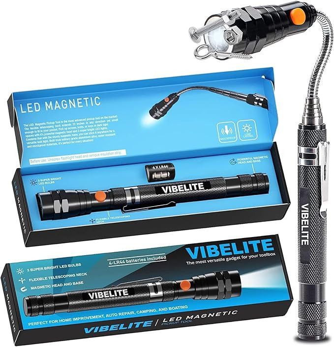 VIBELITE Extendable Magnetic Flashlight with Telescoping Magnet Pickup Tool-Cool Gadget Christmas... | Amazon (US)