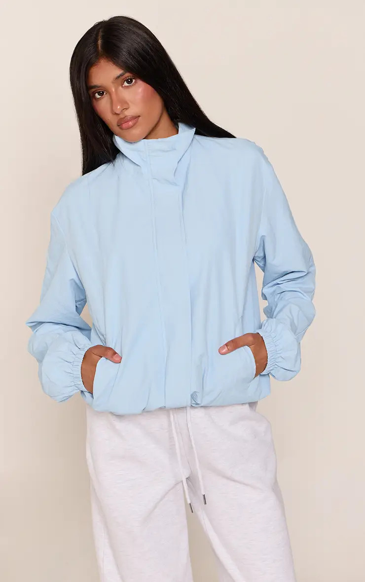 Blue Shell Funnel Neck Jacket | PrettyLittleThing UK