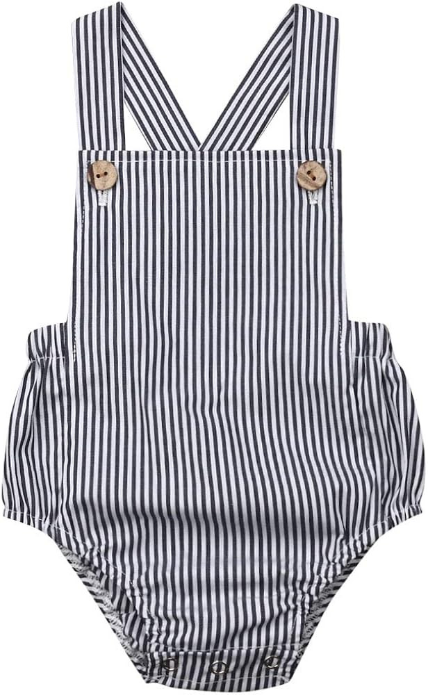 LOPJGH Newborn Baby Summer Romper Unisex Solid Color Button Jumpsuit Sleeveless Backless Overalls... | Amazon (US)