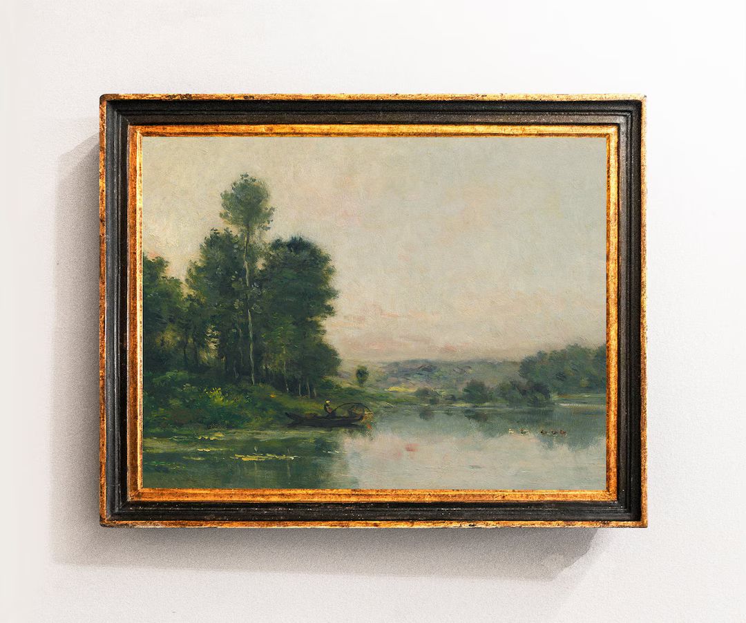 River Landscape, Vintage Landscape, Country Painting, Cottage Painting, Farmhouse Decor / P146 - ... | Etsy (US)