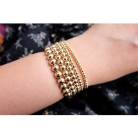 Gold Filled Beaded Bracelets Sterling Silver Stacking Rose Filled Ball | Etsy (US)