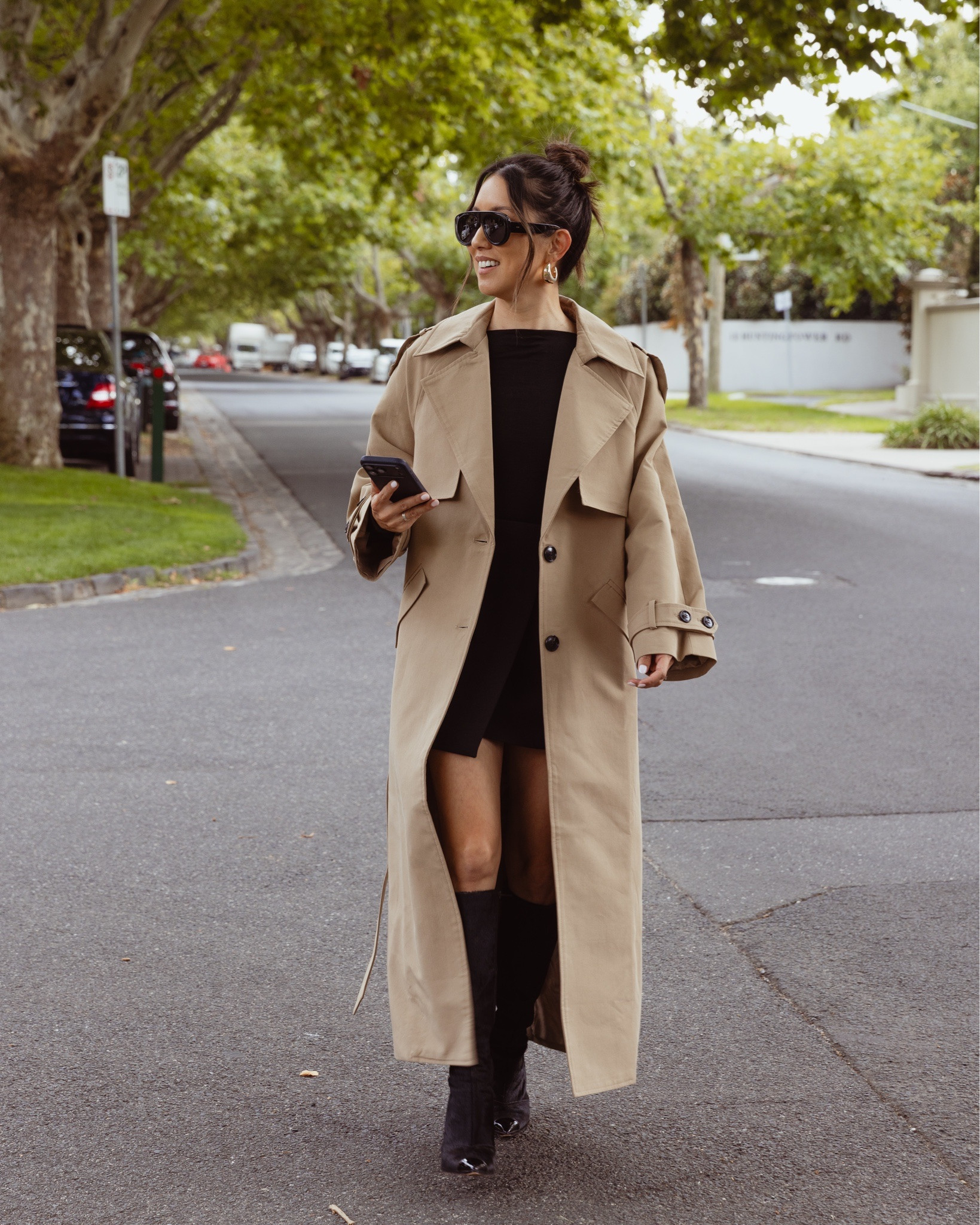 Off duty. Obsessed with a trench with boots and this one is immaculate 