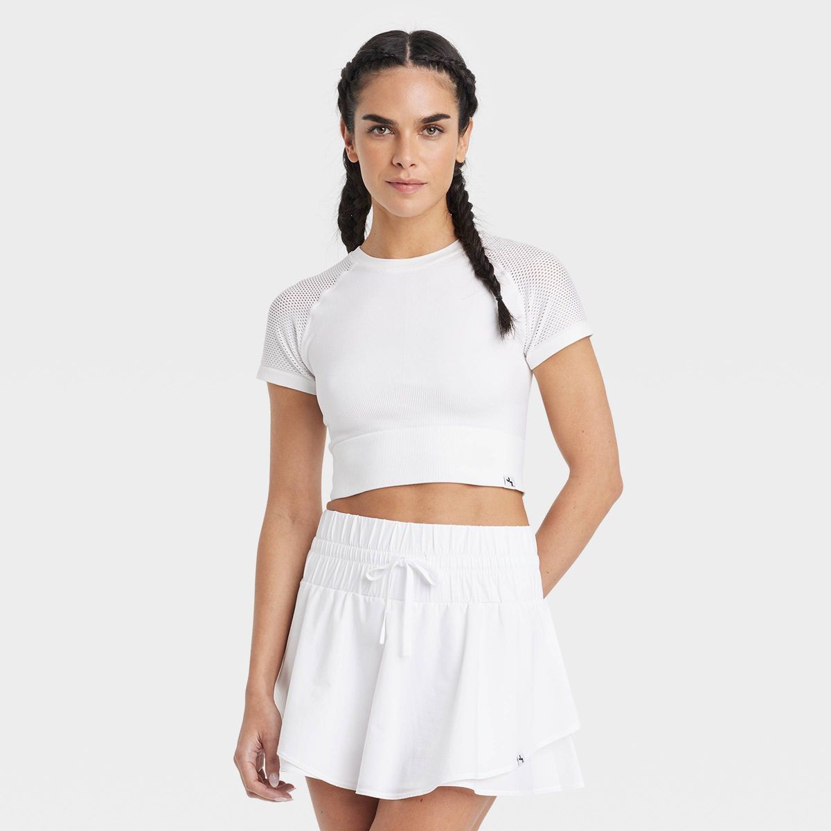 Women's Seamless Crop Short Sleeve Shirt - JoyLab™ White S | Target