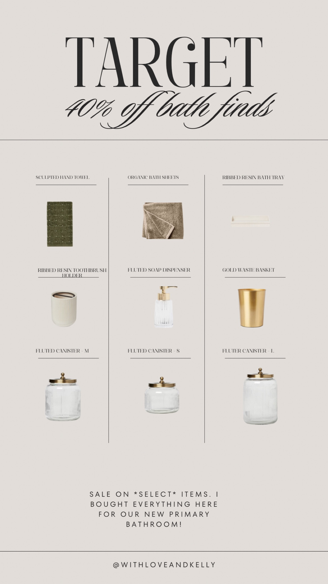 Target 40% off sale of select items in bath! Bought these for our new primary bath! 

The sculpted hand towel is so gorgeous in person, and I have had the glass canisters for the last year! Quality is chefs kiss! 

#LTKStyleTip #LTKHome #LTKSaleAlert