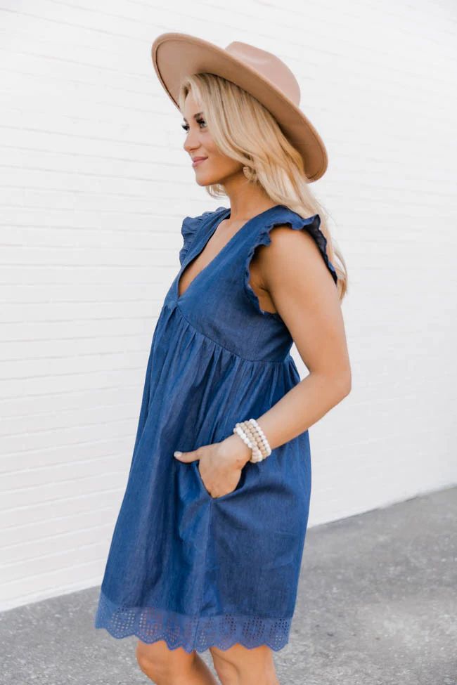 You Found My Heart Chambray Dress Romper | Pink Lily