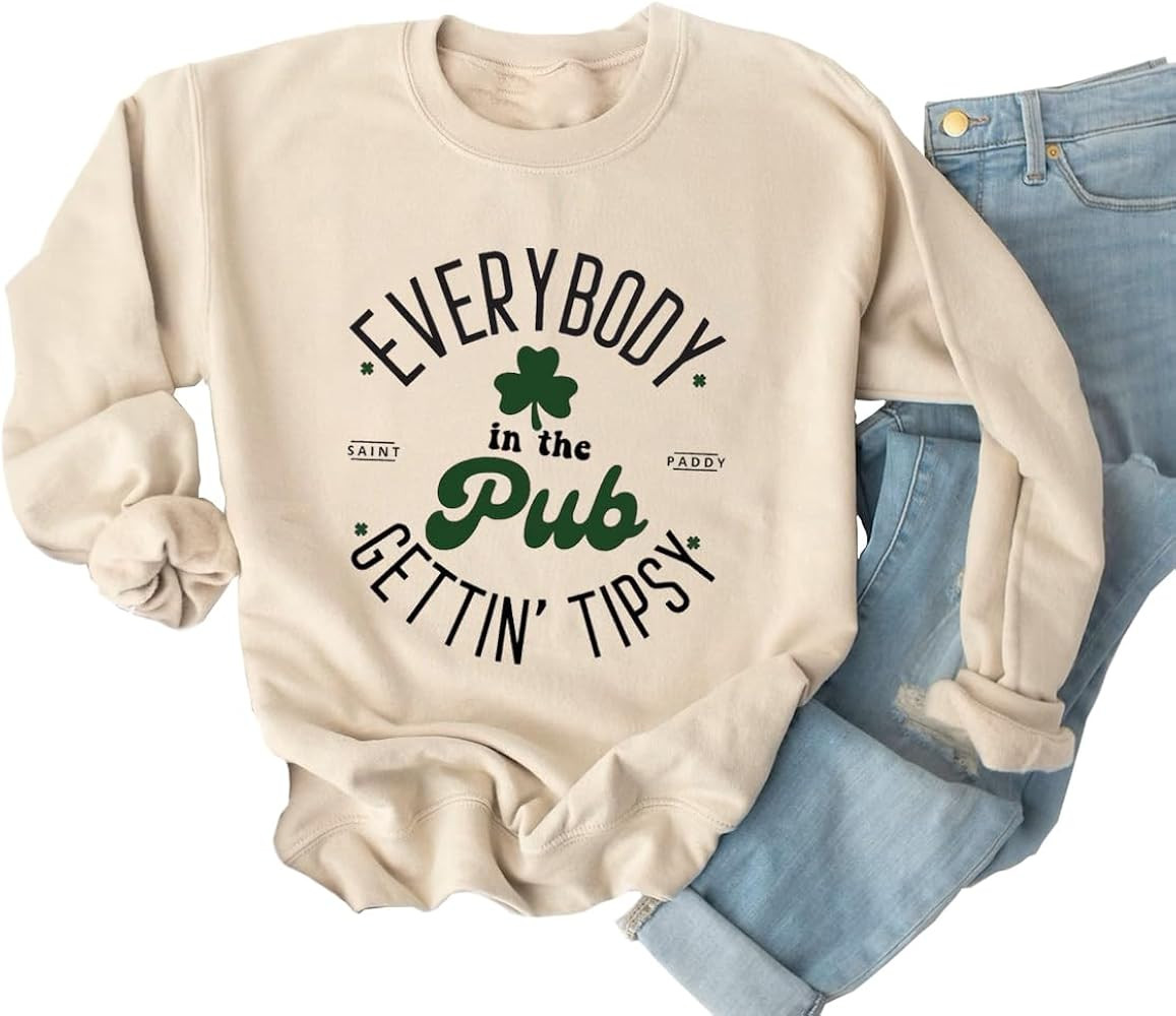 Yimoya St Patricks Day Sweatshirt Women Lucky St Patty Day Shirt Long Sleeve St Patricks Graphic ... | Amazon (US)