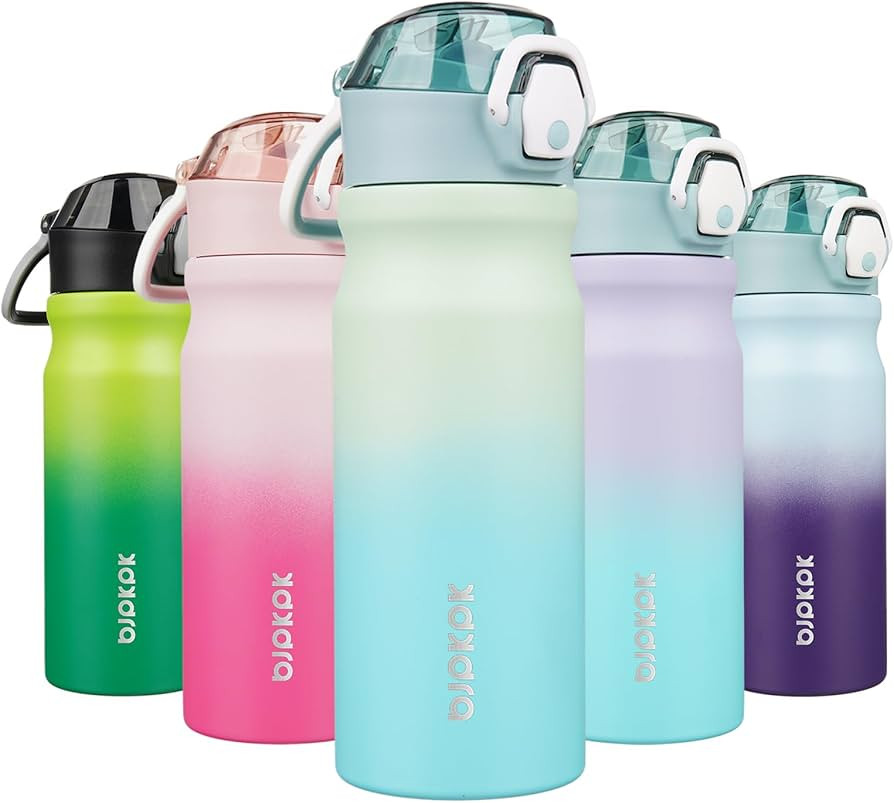 BJPKPK Insulated Water Bottle 18oz Stainless Steel Water Bottles With Straw And Carry Handle Doub... | Amazon (US)