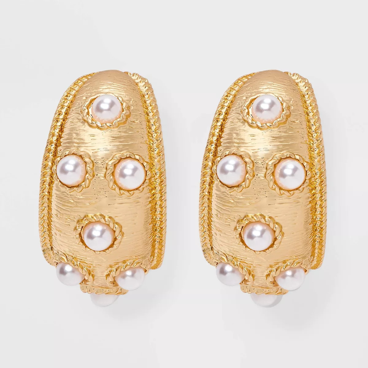 Pearl and Marble Stone Hoop Earrings - A New Day™ Gold | Target