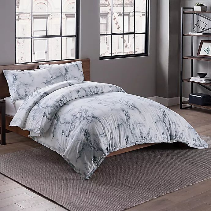 Garment Washed Printed Full/Queen Duvet Cover Set in Marble | Bed Bath & Beyond