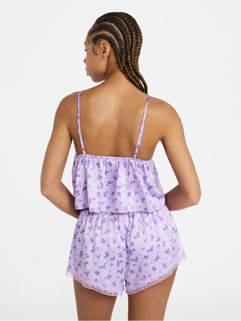 No Boundaries Satin Cami and Shorts Sleep Set, 2-Piece, Women's XS-XXL | Walmart (US)