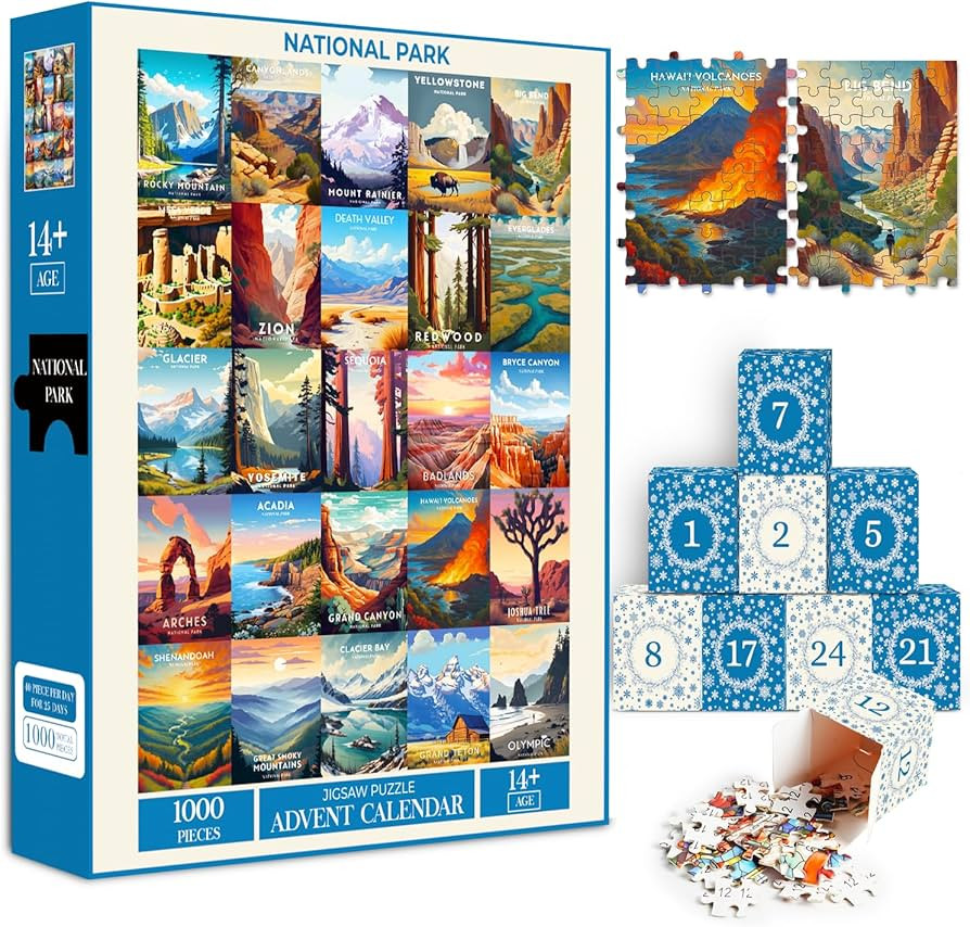 National Park Puzzle Advent Calendar 2024, 1000 Piece Jigsaw Puzzle for Adults & Teens, 24 Day Re... | Amazon (US)