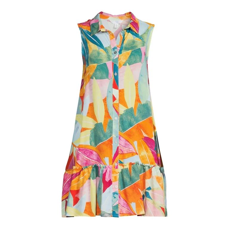 Time and Tru Women's Sleeveless Shirt Dress | Walmart (US)