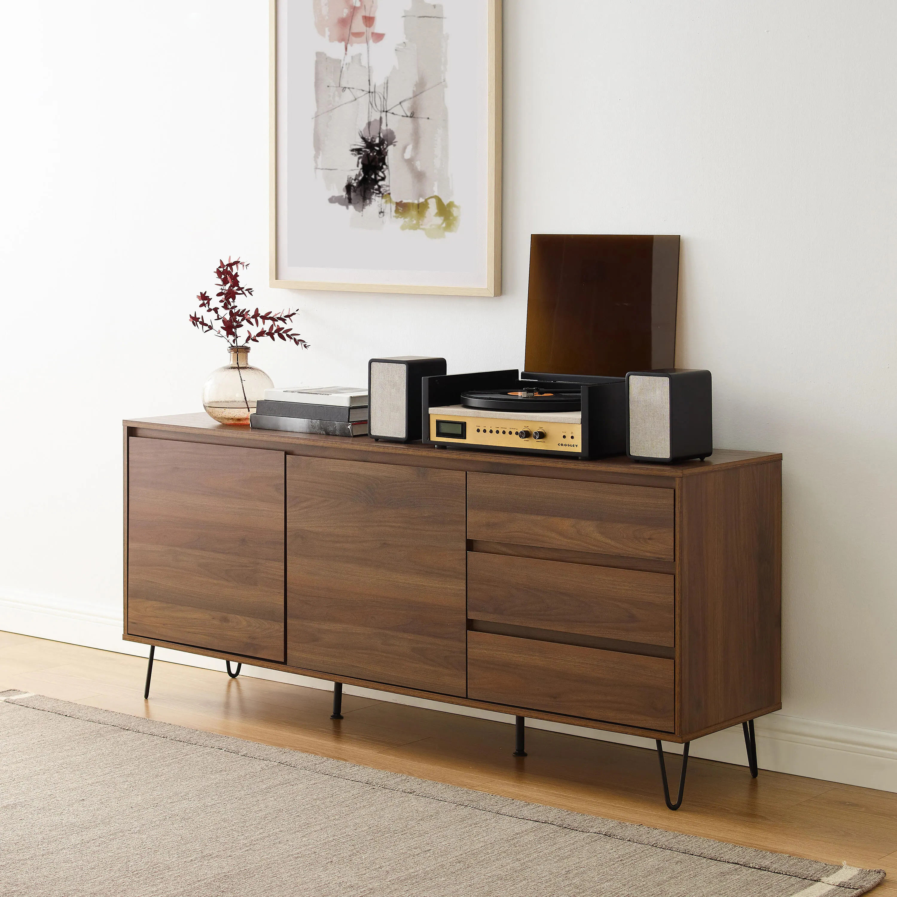 Crosley Furniture Teagan Sideboard, Brown Oak | Ashley