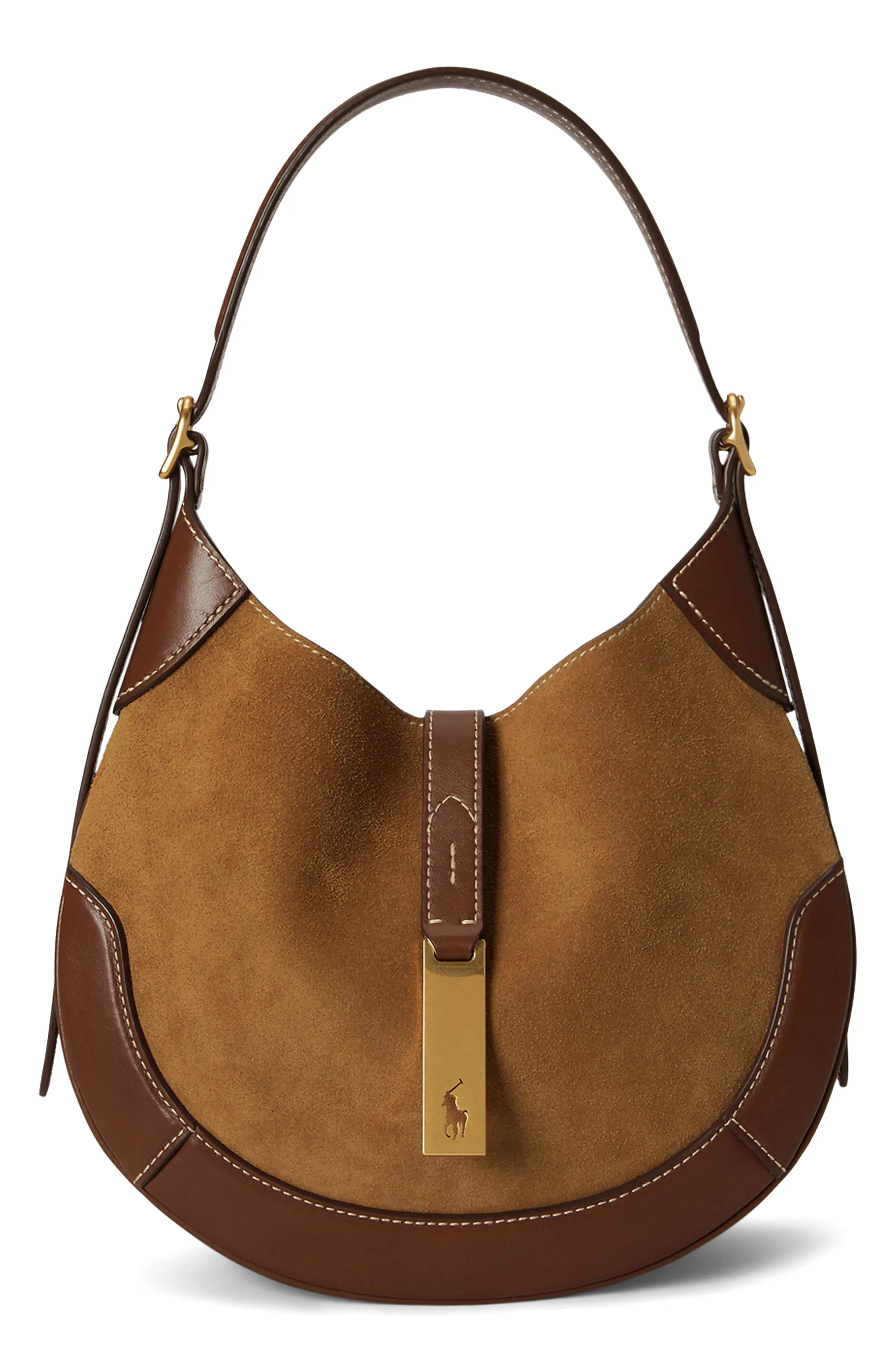 Polo Ralph Lauren Small Polo ID Suede & Leather Shoulder Bag (Women) | Nordstrom | Nordstrom
