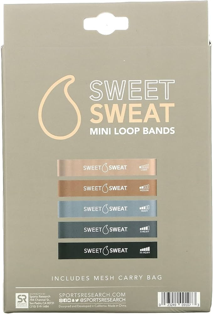 Sweet Sweat Mini Loop Resistance Bands - Set of 5 | Exercise Hip Booty Bands for Squats, Lunges, ... | Amazon (US)
