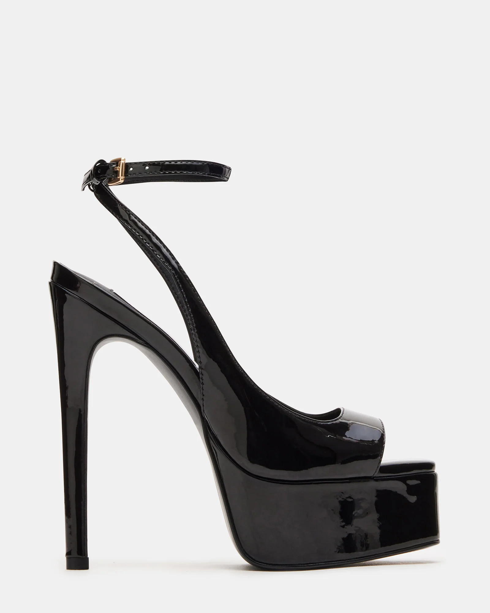 GLOSS Black Patent Ultra High Peep-Toe Platform Stiletto | Women's Heels | Steve Madden (US)