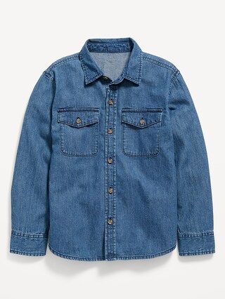 Long-Sleeve Button-Down Jean Utility Pocket Shirt for Boys | Old Navy (US)