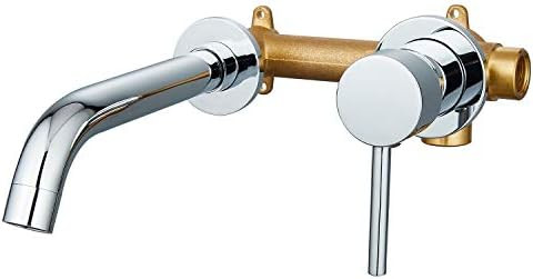 Chrome Polished Wall Mounted Bathroom Sink Faucet Rough in Valve Included Bathroom Faucet Single ... | Amazon (US)