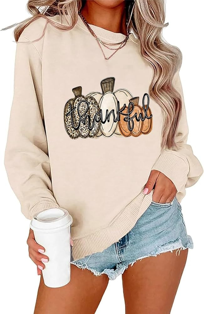 Ykomow Pumpkin SweatShirt for Women Thanksgiving Graphic Tees Fall Halloween Sweater | Amazon (US)