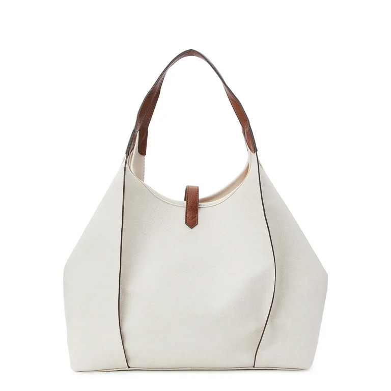Time and Tru Women's Avery Tote Handbag, Beige | Walmart (US)