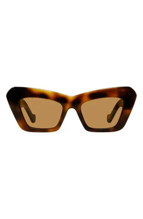 Loewe Chunky Anagram 50mm Small Cat Eye Sunglasses in Blonde Havana /Brown at Nordstrom | Nordstrom