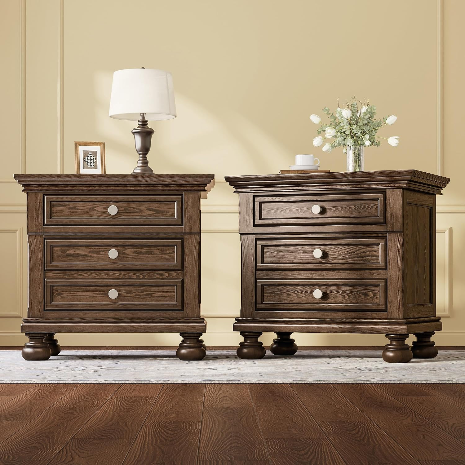 AMERLIFE Fully Assembled Nightstands Set of 2, Solid Wood End Tables | Amazon (US)