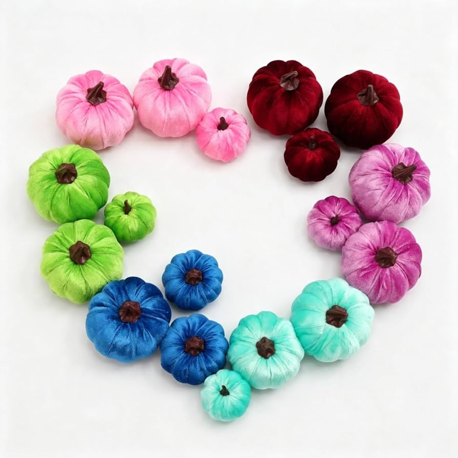 18Pcs Velvet Mini Pumpkins Macaron Color Pumpkin Decorations for Fall Decor | Amazon (US)