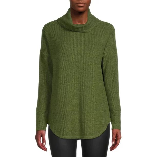 Time and Tru Women's Cowl Neck Waffle Tunic | Walmart (US)