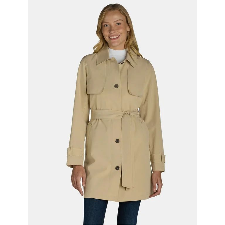 Time and Tru Women's and Women's Plus Trench Coat, Sizes XS-3X | Walmart (US)