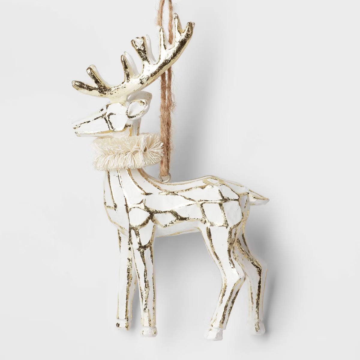 Reindeer with Sisal Collar Christmas Tree Ornament White/Gold - Wondershop™ | Target