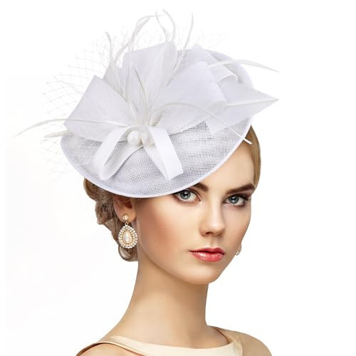 Zinniday Fascinator Tea Party Hat - White Ladies Floral Kentucky Hats for Women Tea Party 2026, 1920s Church Veil Organza Derby Fascinators Headpiece Headband Victorian Accessories | Amazon (US)