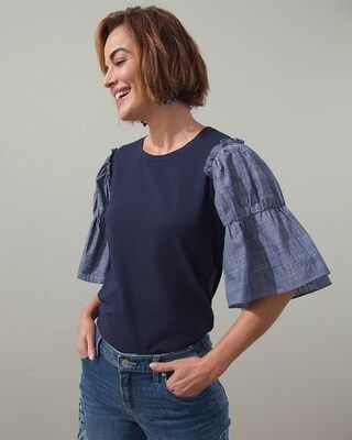 Chambray Tiered Sleeve Tee | Chico's