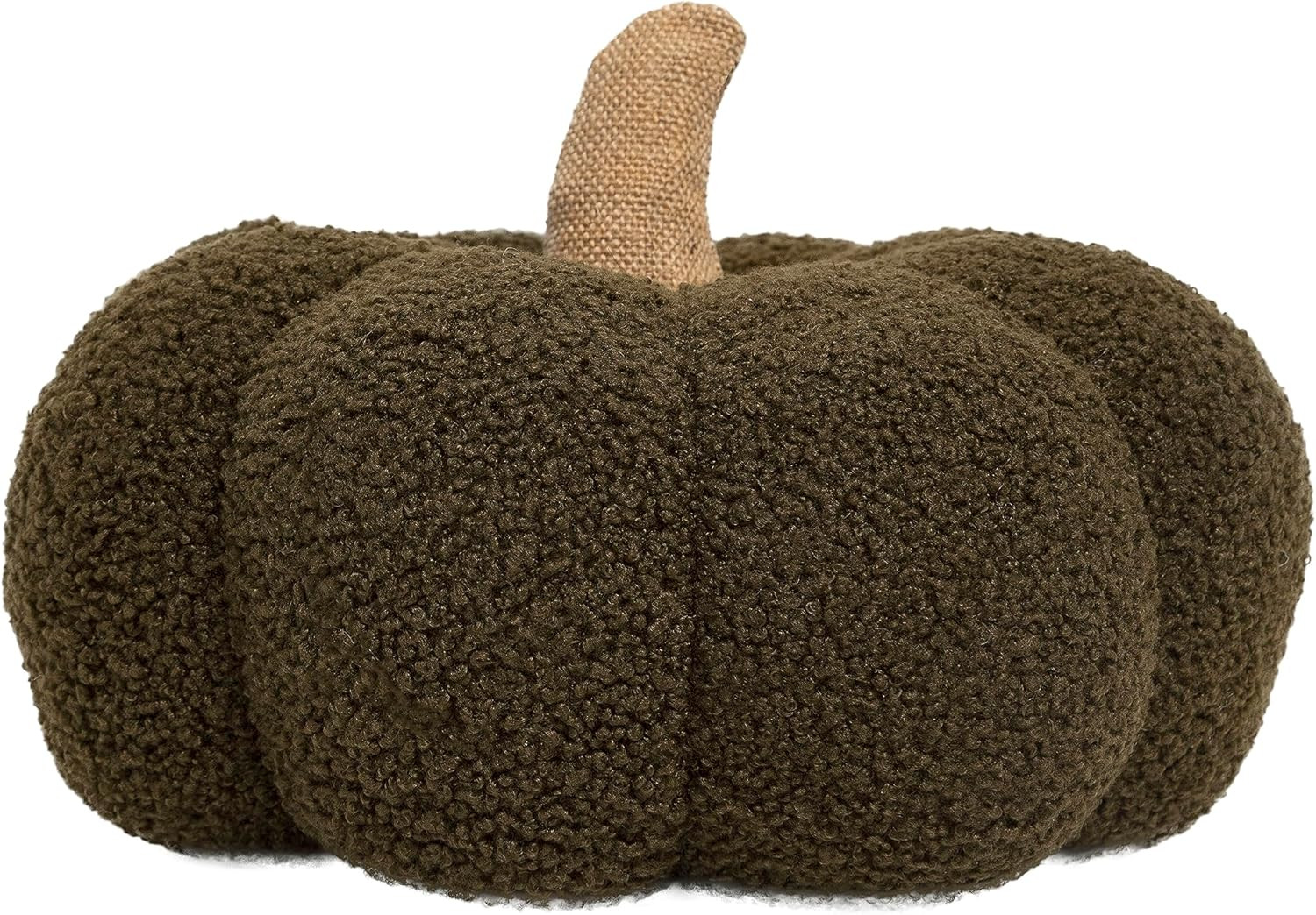 Pearhead Sherpa Pumpkin, Modern Fall Home, Thanksgiving and Halloween Holiday Decor, 9", Olive Gr... | Amazon (US)