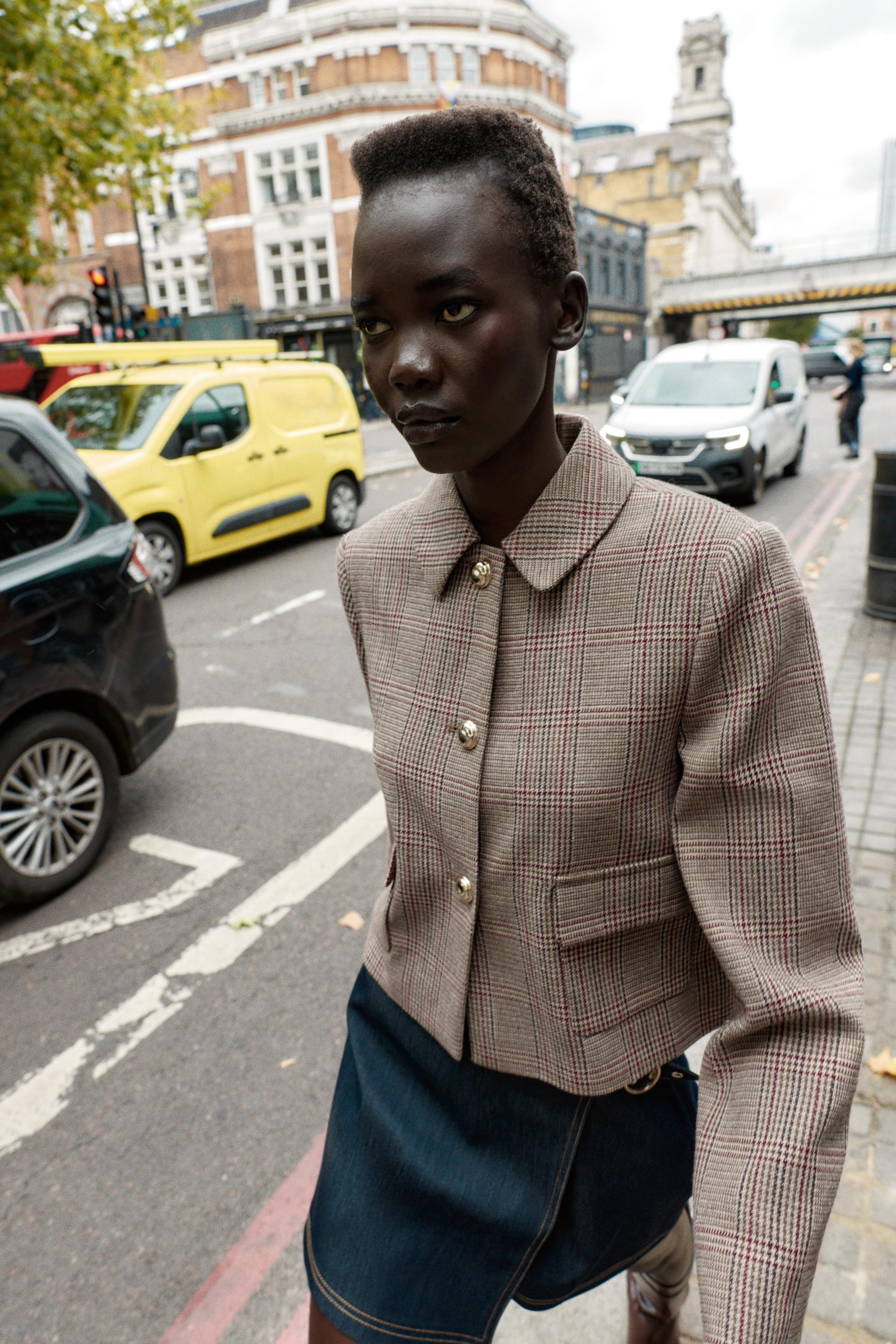 HOUNDSTOOTH CROPPED BLAZER | Zara US