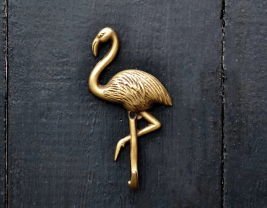 Flamingo Solid Brass Wall Hook - Etsy | Etsy (US)