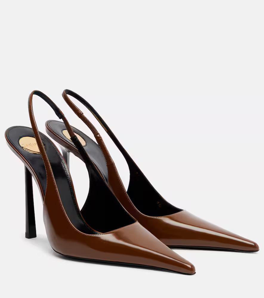 Saint Laurent Vendome 110 leather slingback pumps | Mytheresa (UK)