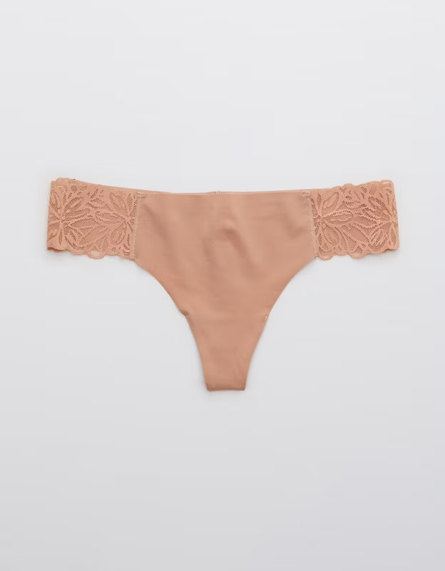 Aerie No Show Firework Lace Thong Underwear | American Eagle Outfitters (US & CA)