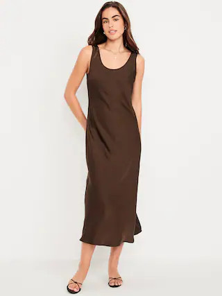 Sleeveless Satin Midi Dress | Old Navy (CA)