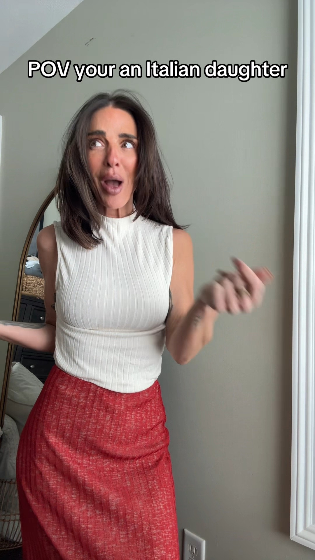 I’m 5’3. 
This Vrg girl skirt in burn orange is so cute for spring and summer! 