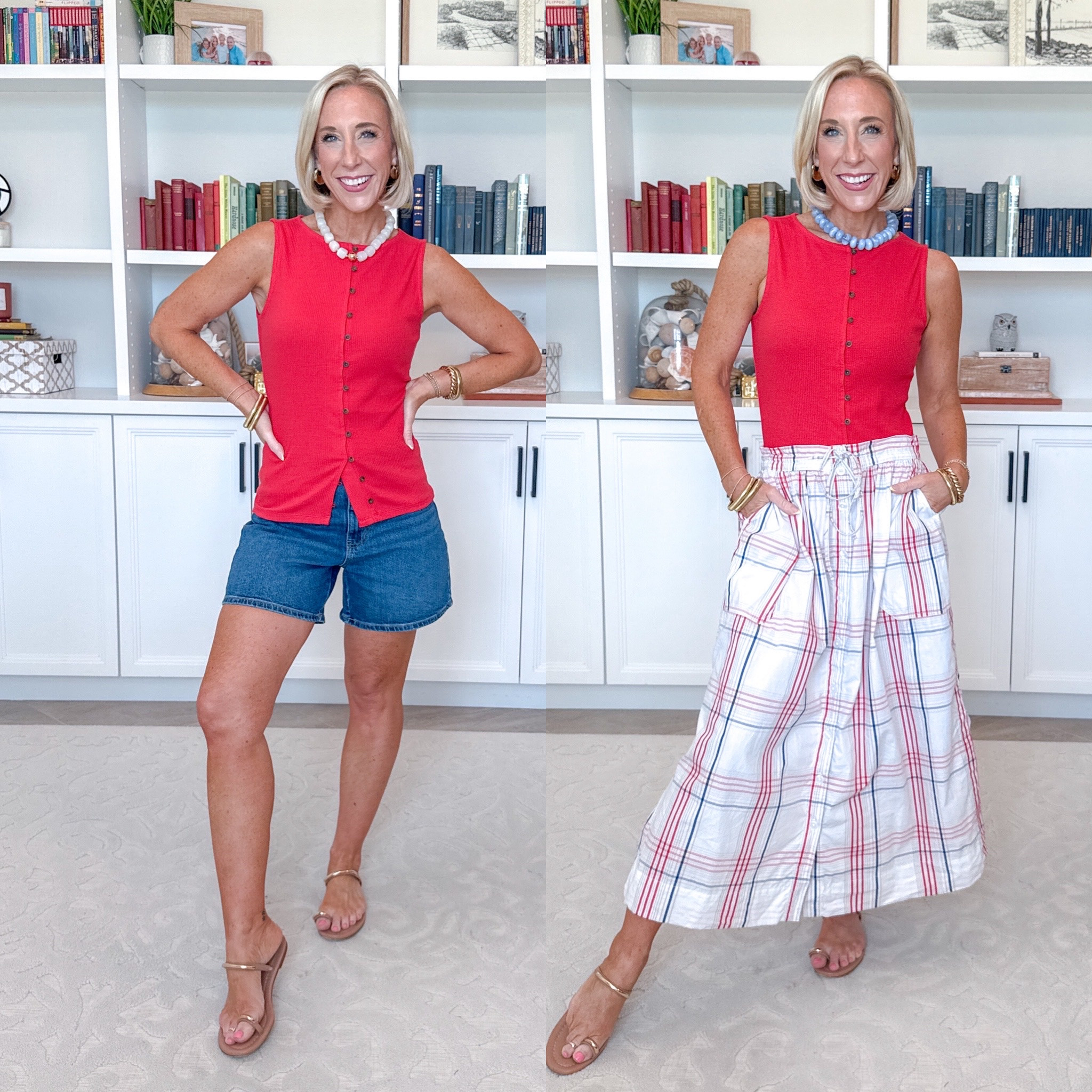 Walmart - part 1 * High Rise Denim Shorts, 5" Inseam - size 0. $17.98. 3 washes. Button Front Tank Top - size XS. $14.98. 3 colors. Button-Front Cotton Maxi Skirt - size XS. $30. 

#LTKSeasonal#LTKOver40#LTKPetite