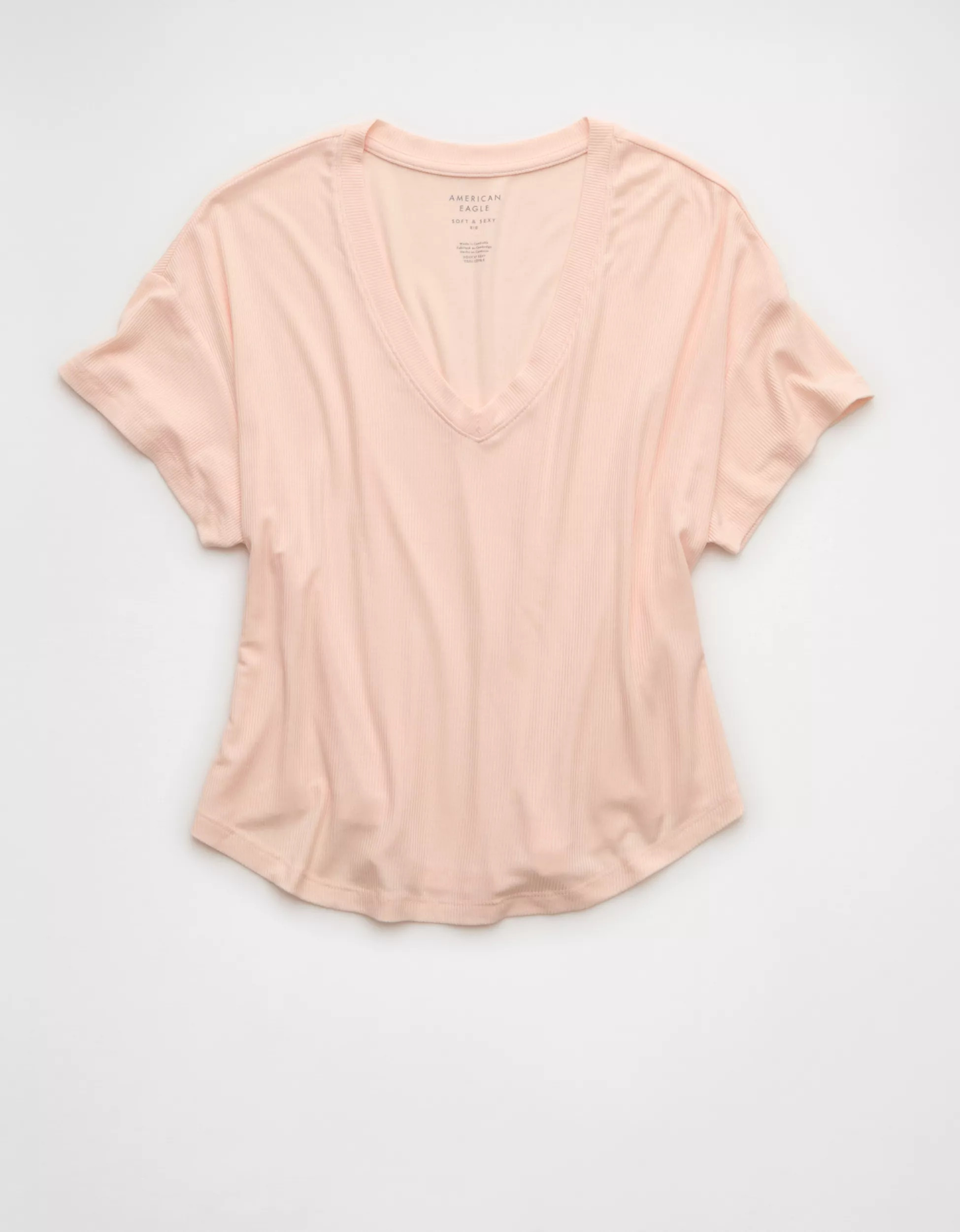 AE Soft & Sexy Ribbed V-Neck T-Shirt | American Eagle Outfitters (US & CA)