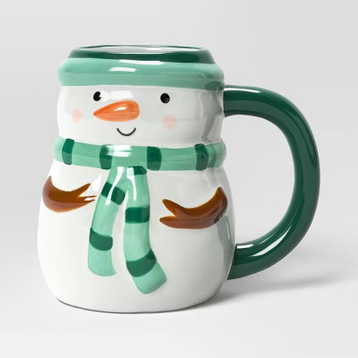 Christmas Earthenware Snowman Mug White - Wondershop™ | Target