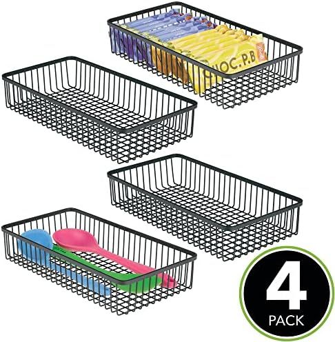 mDesign Metal Farmhouse Kitchen Cabinet Drawer Organizer Tray - Storage Basket for Cutlery, Serving  | Amazon (US)