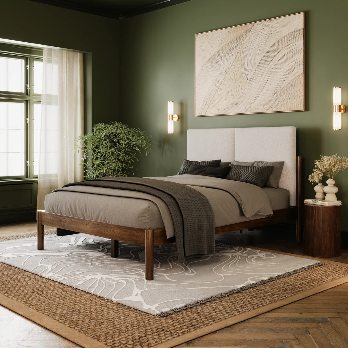 Ardin Solid Wood Bed with Boucle Headboard | Wayfair North America