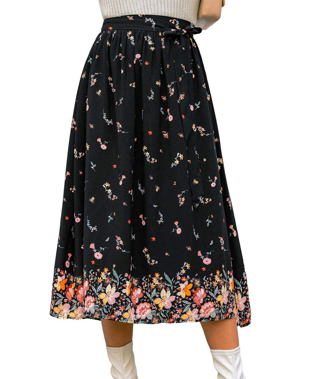 Cupshe Women's Shadow Blossom Floral Maxi Skirt - Black | Macy's