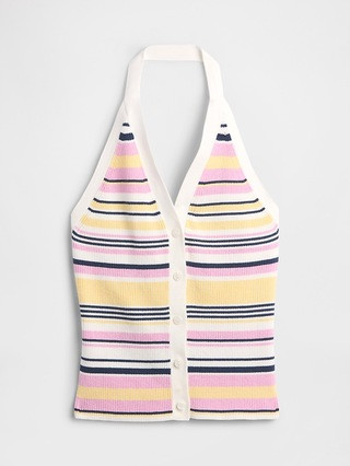 Sleeveless Halter Button-Up Sweater | Gap Factory