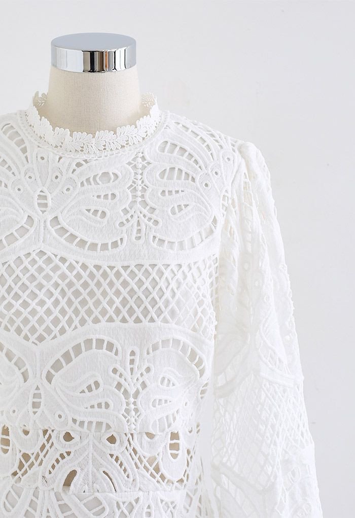 Endless Adoration Crochet Hollow Out Mini Dress | Chicwish