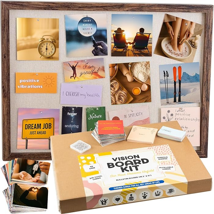 Vision Board Kit - Cork Board 15.3x11” with 235 Vision Board Pictures - Great Gift and Dream Bo... | Amazon (US)