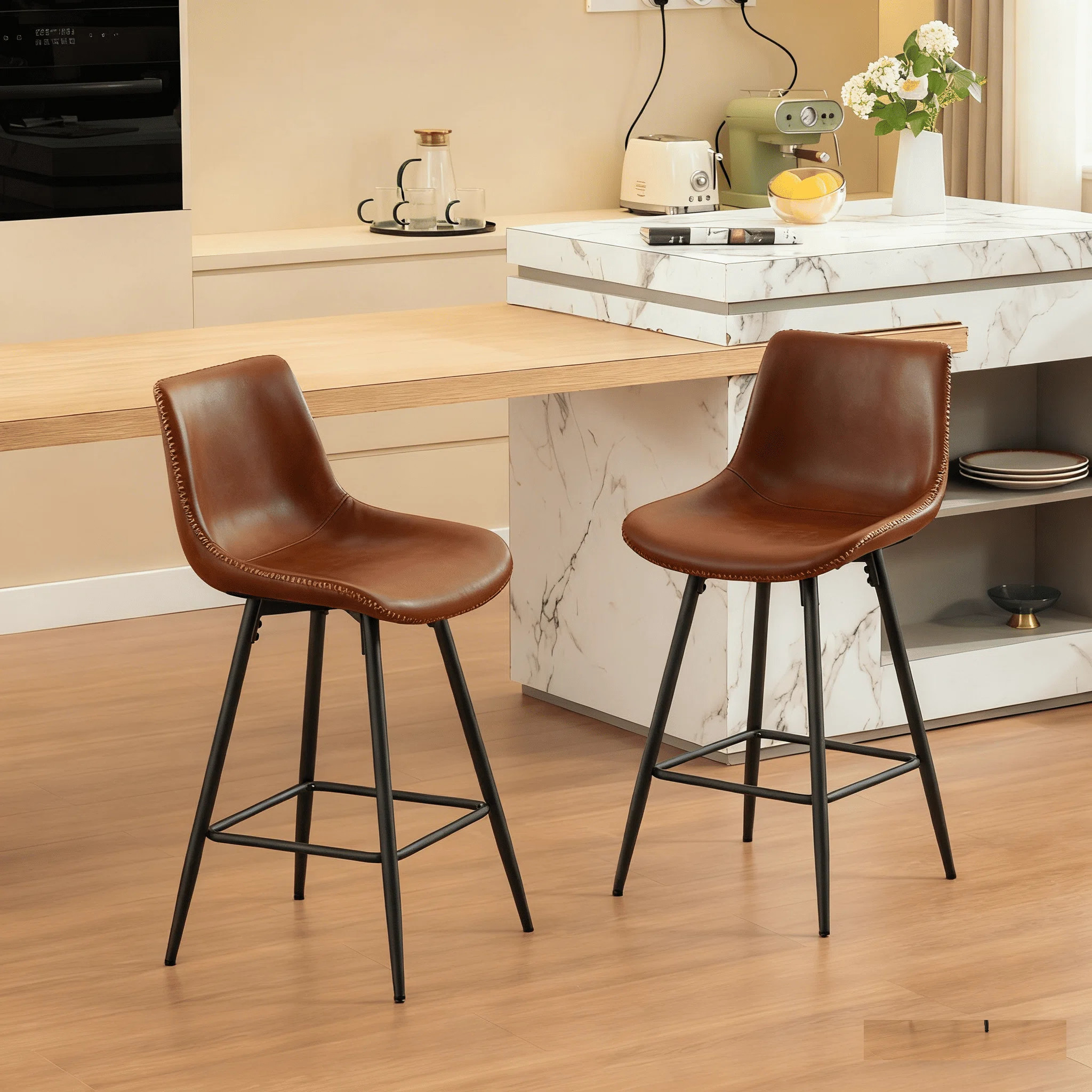 Faux Leather Modern Dining Bartools Stools | Wayfair North America